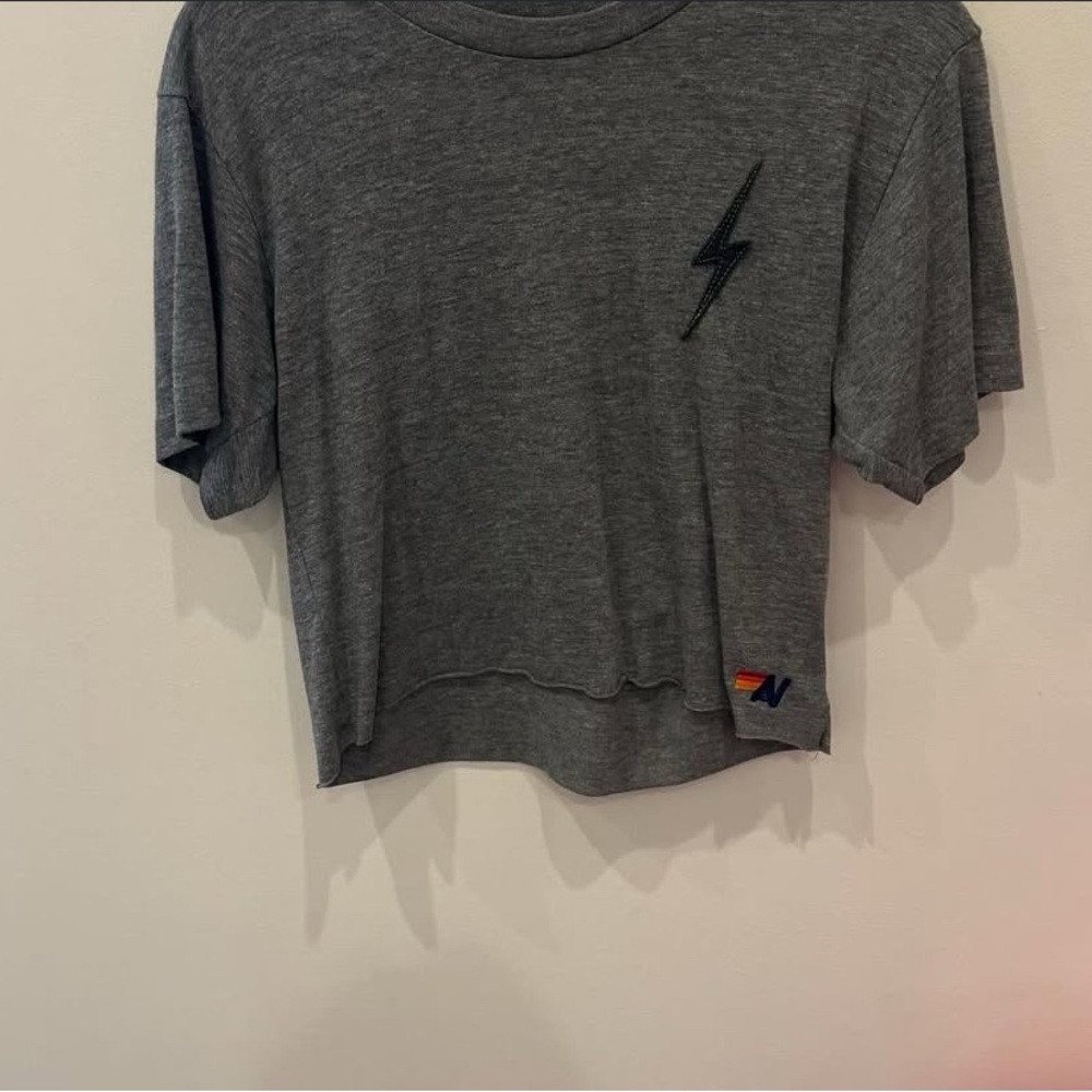 Aviator Nation Grey Lightning Bolt T-Shirt